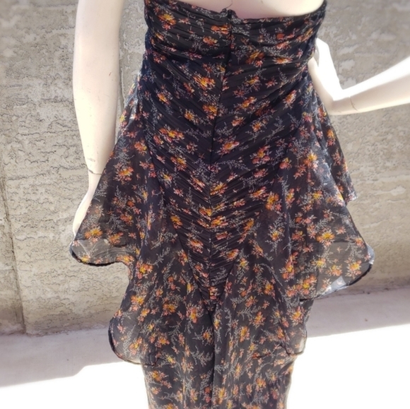 ASOS DESIGN button through ruched dress with soft ruffle - Picture 10 of 11